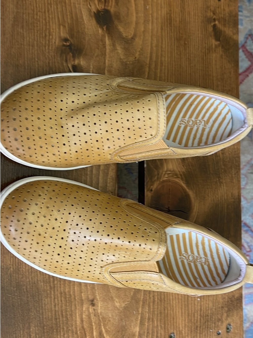 Taos Footwear Perforated Tan Slip-On Loafers